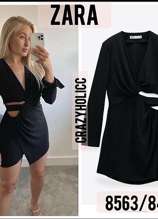 Чорна жіноча міні сукня плаття з вирізом на талії від zara