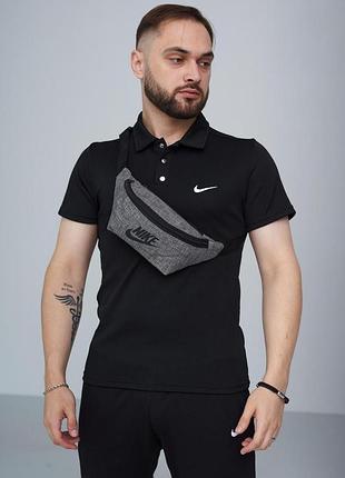 Бананка nike светло-серый меланж, черное лого накатка #