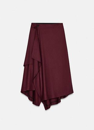 Асиметрична бордова спідниця бренду zara, нова з бірками 4