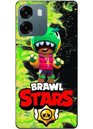 Силіконовий бампер чохол для oppo a6 з героєм бравл леон динозавр brawl