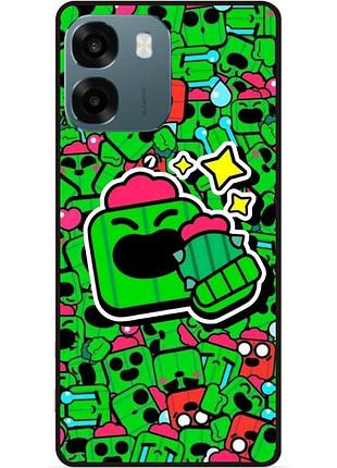 Силіконовий чохол бампер для oppo a6 стікери бравл спайк brawl