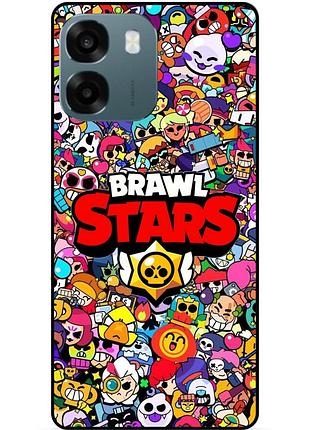 Силиконовый бампер чехол для oppo a6 с рисунком brawl силовая лига нокаут бравл леон ворон