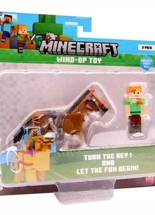 Іграшка minecraft 3d заводна mc1014 з персонажем і твариною, ліцензійна фігурка майнкрафт в асортименті