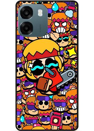 Силиконовый бампер чехол для oppo a6 стикеры бравл бастер brawl