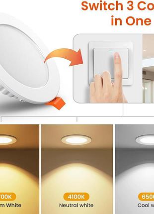 Встроенный led спот bickon 7w ip44 для ванной и гостиной (230v / cct 3-в-1 / комплект 6 шт.)