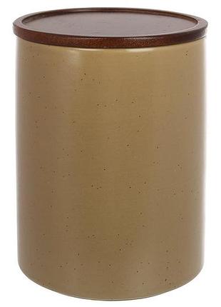 Ємність для зберігання з деревяною кришкою 9*9*12см, natural serving grey