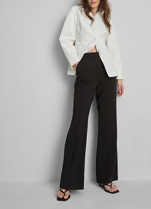 Нові класичні чорні кльош палаццо штани брюки primark зі стрілками regular flared leg uk 14 висока посадка