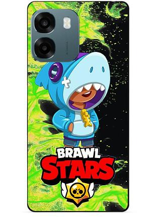 Чехол силиконовый бампер для oppo a6 с героем бравл леон акула brawl