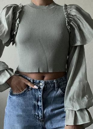 *💚 стильна кофточка zara | оливкова | s