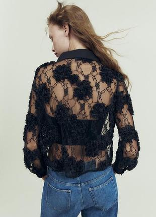 Мереживна блуза zara з квітами 2