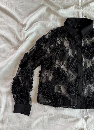 Мереживна блуза zara з квітами 4