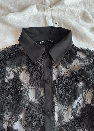 Мереживна блуза zara з квітами 6