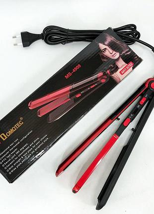Плойка гофре 2 в 1 domotec ms-4909, черно-красный, стайлер для завивки, стайлер для укладки je-42 3