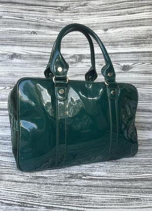 Лакована сумка з вставками замши mango accessories