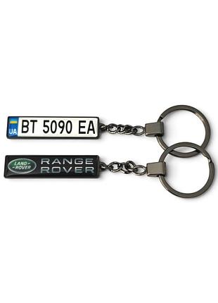 Брелок с номером land rover (двусторонний premium black)