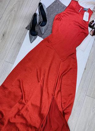 Нова святкова сукня primark s міді плаття трапеція жакардова сукня з розрізом на нозі теракотова сукня кльош