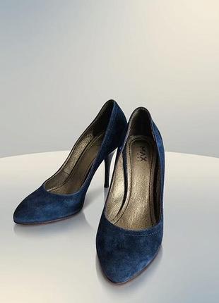 Замшеві темно-сині туфлі-човники італійськ max shoes