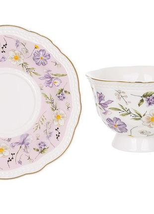 Чайный фарфоровой набор floral, 6 чашек 250 мл, 6 блюдец