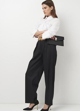 Класичні чорні штани zara з високою посадкою (розмір xl)