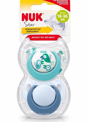 Пустушки nuk star 18–36 міс., 2 шт., силіконові, німеччина