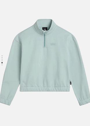 Світло-зелений світшот (кофта) бренду vans із коротким коміром-стійкою та застібкою-блискавкою на половину довжини (half-zip)