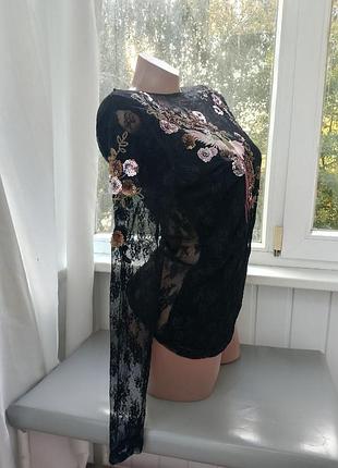 Полупрозрачная блуза с кружевом l/m 3