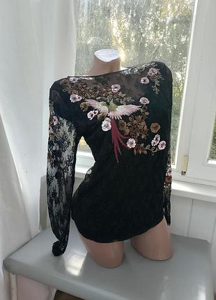 Полупрозрачная блуза с кружевом l/m 2