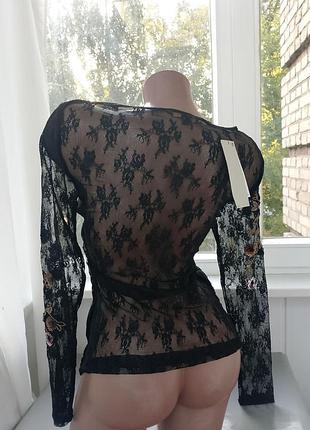 Полупрозрачная блуза с кружевом l/m 4