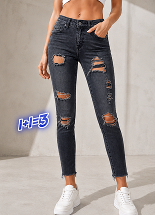 1+1=3 модні сіро-чорні завужені джинси скінні denim co, розмір 42 - 44
