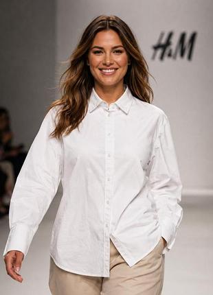 Сорочка жіноча h&m біла s бавовна oversize