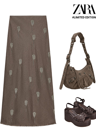 Макси-юбка zara limited edition из коллекции the boho collection aw25
