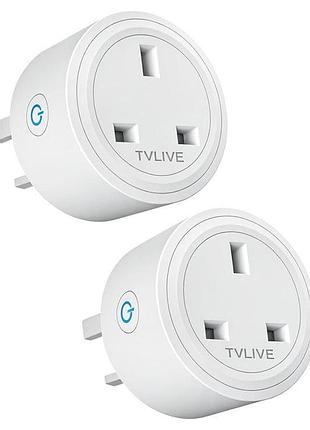 Умная розетка, 2 шт умных розеток tvlive, работающих с alexa (echo, echo dot), голосовое управление google home, мониторинг