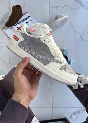 Жіночі сірі кросівки jordan 1 travis scott low supreme grey х джордан 40
