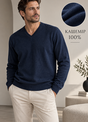 Чоловічий кашеміровий джемпер светр j.crew 🇺🇲 100% cashmere, l, темно-синій