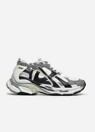 Білі чоловічі кросівки balenciaga runner trainer nylon white black grey x баленсіага 42
