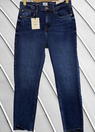 Жіночі темно-сині джинси slim river island uk 12 m l 38 40 44 46 48 рівер айленд нові завужені джинси необроблений край 48