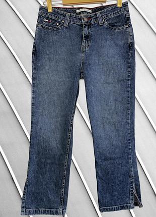 Жіночі сині укорочені джинси tommy hilfiger m 38 44 46 томмі хілфігер прямі вінтажні джинси розрізи внизу висока посадка 46