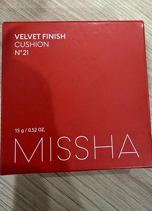 Mатуючий кушон missha velvet finish cushion spf50+/pa+++ (відтінок №21) — 15 g