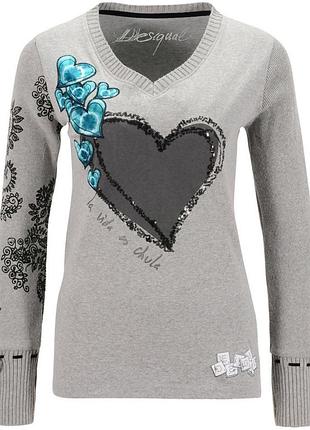Desigual оригінальний тонкий джемпер з серцем, xs–s