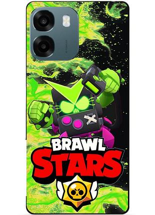 Чехол силиконовый бампер для oppo a6 с героем бравл вирус бит brawl