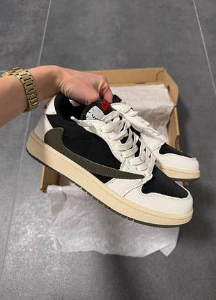 Жіночі кросівки nike air jordan 1 low x travis scott olive