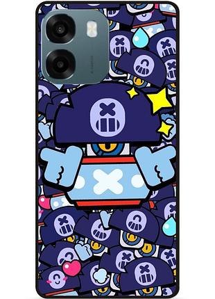 Силиконовый бампер чехол для oppo a6 стикеры бравл дэррил brawl