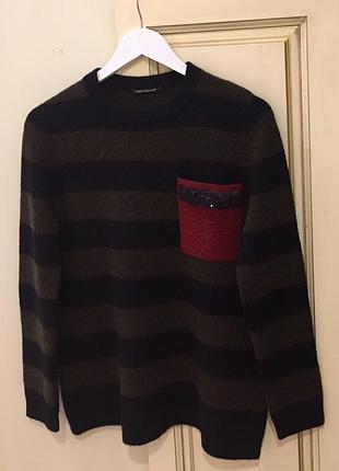 Свитер в полоску брендовый luisa cerano alpaca wool boiled effect crew sweater striped оригинал.зе свежих коллекций