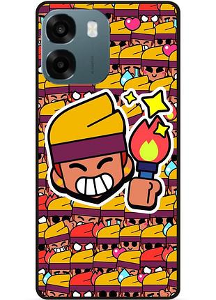 Силиконовый бампер чехол для oppo a6 стикеры бравл амбер brawl