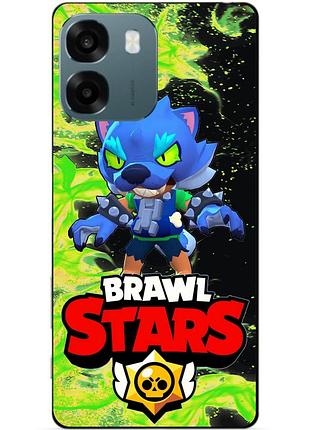 Чехол силиконовый бампер для oppo a6 с героем бравл леон оборотень brawl