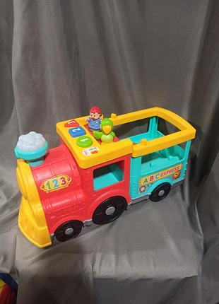 Обучающая игрушка поезд с животными abc fisher price little people learning toy big abc animal train