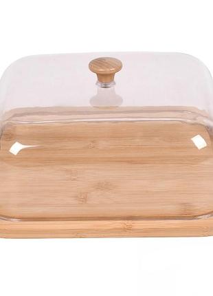 Блюдо з ковпаком stenson r34981 25х25х1.5 см бежева