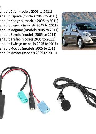 Bluetooth aux адаптер renault 6-пин (2005-2011) с микрофоном, bluetooth 5.0 для магнитолы рено clio, megane, scenic, laguna 2