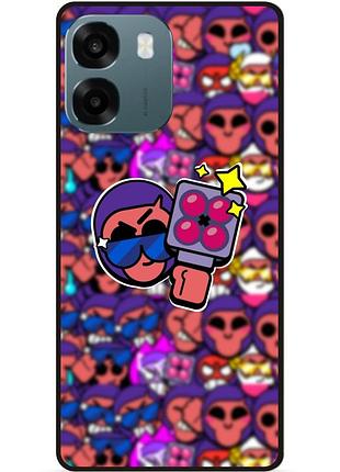 Силиконовый бампер чехол для oppo a6 стикеры бравл брок brawl