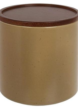 Контейнер для зберігання з деревяною кришкою 9*9*9.5см, natural serving grey